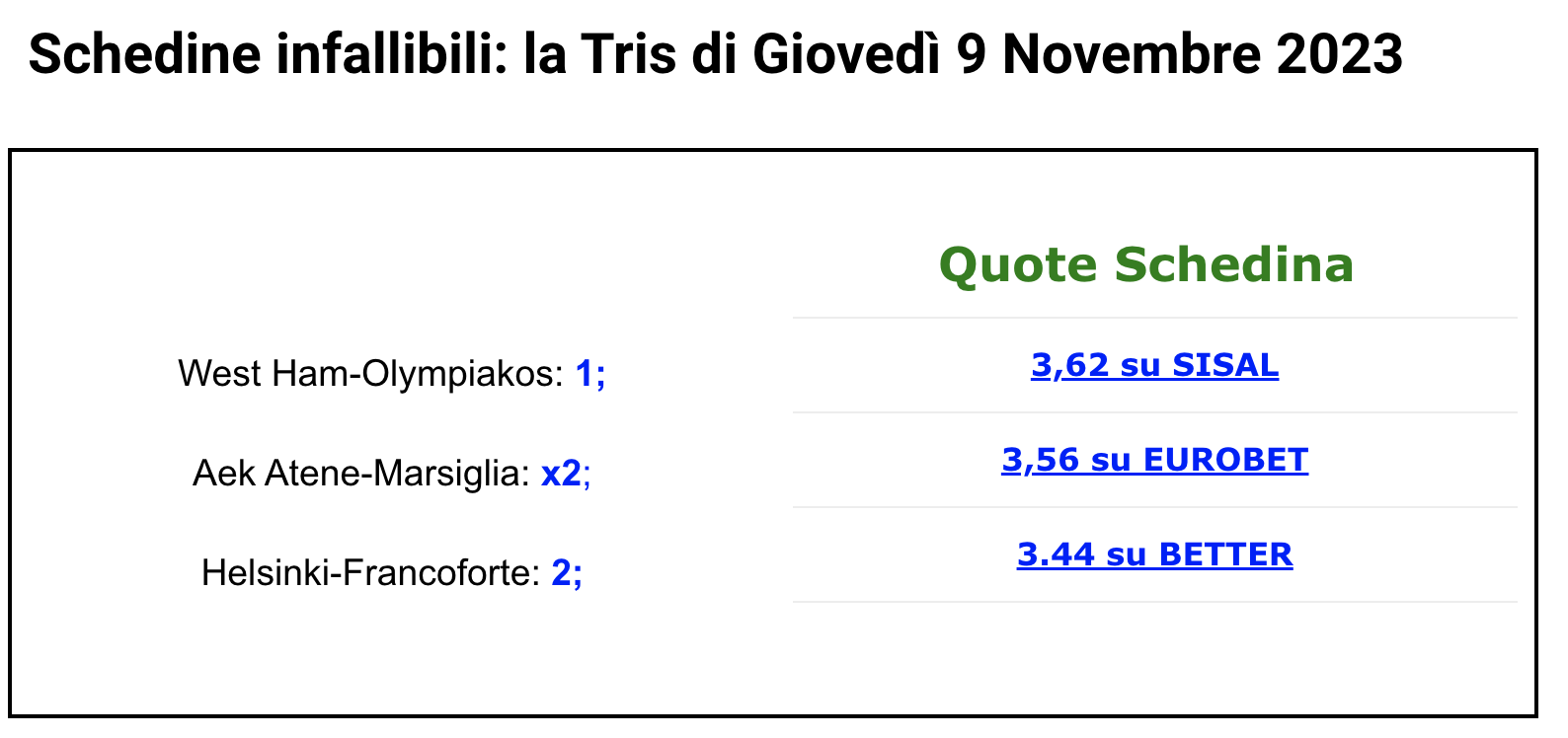 il professore la schedina del giorno